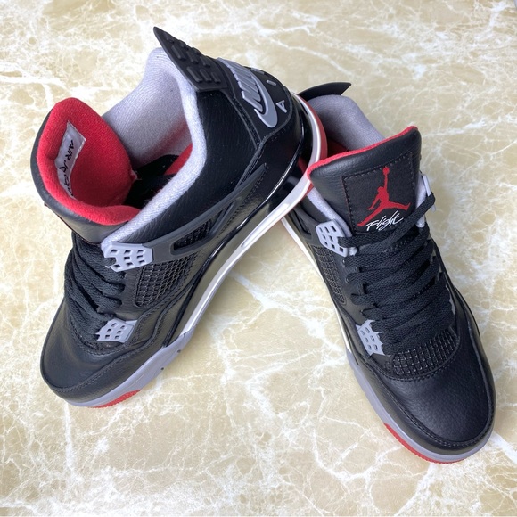 Jordan 4 Retro Bred Reimagined -Men's Black/ Gray Sneakers Shoes - Picture 3 of 10